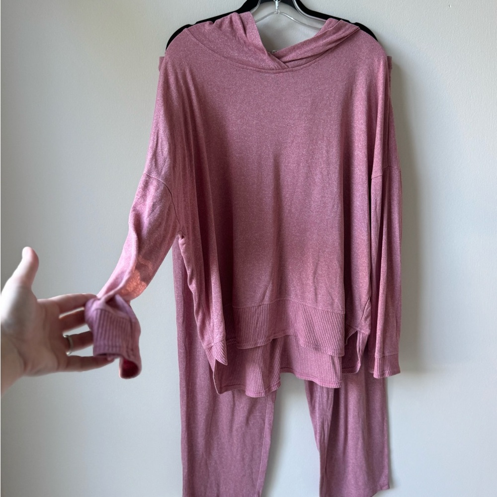Natori Pink Hooded Pajama Set Size XL Loungewear Women’s Super Soft Great Shape!